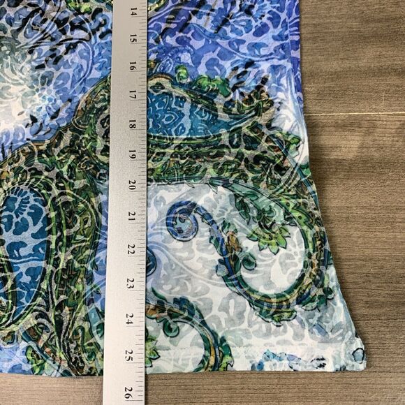 Kaktus Women's Top Size Large Studded Blue 3/4 Sleeve Shirt V-Neck Lightweight - Picture 5 of 8